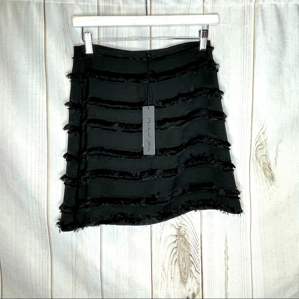 MICHAEL STARS Black Fringe Mini Skirt